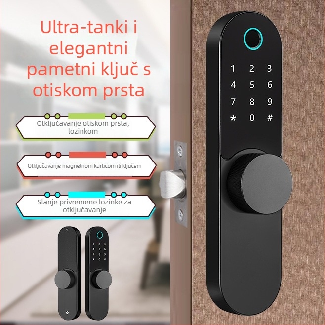 Unutarnja vrata – brava s otiskom prsta i lozinkom, APP Bluetooth (Marka SH YI TO/Shang YI Tong; Materijal: cinkova legura; Model: M7; Tip: brava s otiskom prsta; Pogodno za apartmane, najmove i hotele)
