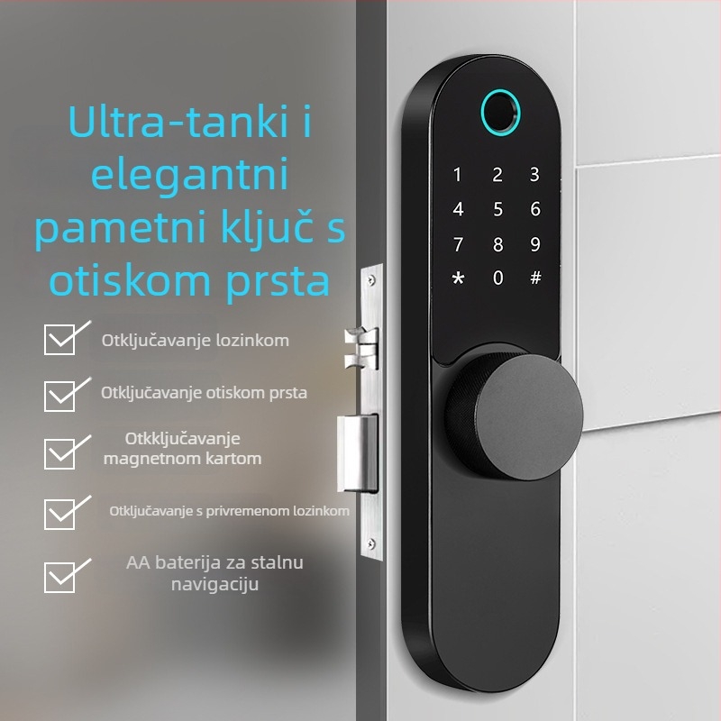 Unutarnja vrata – brava s otiskom prsta i lozinkom, APP Bluetooth (Marka SH YI TO/Shang YI Tong; Materijal: cinkova legura; Model: M7; Tip: brava s otiskom prsta; Pogodno za apartmane, najmove i hotele)
