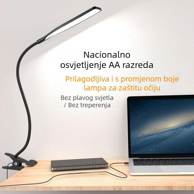 Klip stolna lampica za učenje i čitanje, zaštita očiju, USB napajanje, visok CRI ≥95, američki minimalistički stil