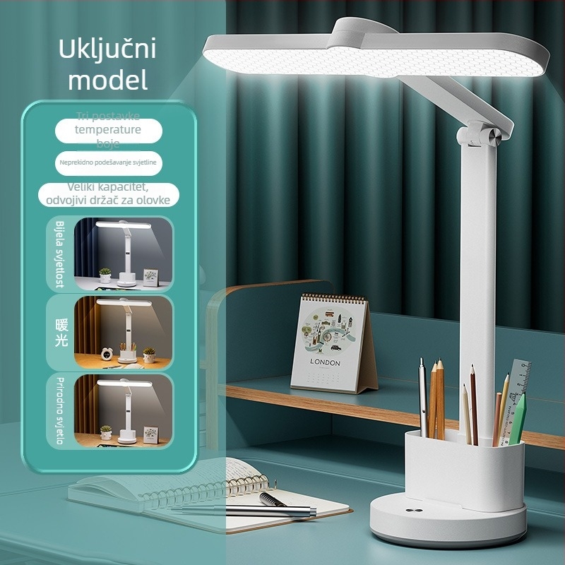 Stolna lampa za učenje s zaštitom očiju, 6-10W ugrađena baterija, dodirni prekidač, inteligentna kontrola, CRI ≥95