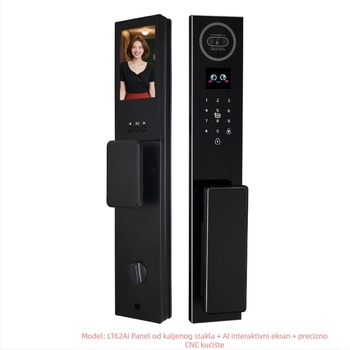 AI Pametni zaključavanje s prepoznavanjem lica, otiskom prsta i lozinkom, glasovnom kontrolom i nadzorom u stvarnom vremenu — Model 520ai, vrijeme skeniranja <0.0001 s, napajanje AC, 30 godina trajanja, daljinsko otključavanje