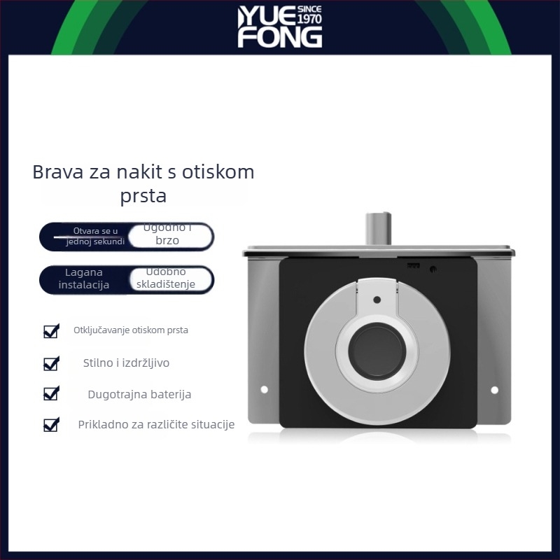 Pametno zaključavanje kutije nakita sa senzorom otiska prsta, model DWS9, cinkova legura + ABS, Guangdong Fengmai's, moderan minimalistički dizajn