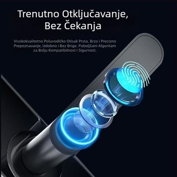 Pametna brava za unutarnja vrata – otisak prsta, lozinka i pristup karticom; Model F-17; pohranjivanje otisaka 100; >100000 otključavanja; vrijeme skeniranja 0.0001 s; DC napajanje