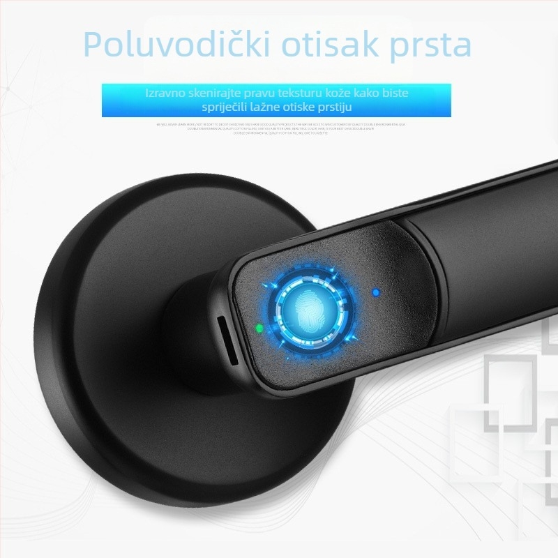 Inteligentna ručica brave s otiskom prsta za drvena vrata Bluetooth TTLock (30 otisaka; >100000 otključavanja; skeniranje <0,5 s; lažno prepoznavanje <0,1%; kompatibilno s drvenim, sigurnosnim i metalnim vratima)
