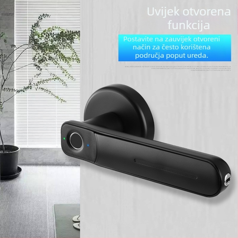 Inteligentna ručica brave s otiskom prsta za drvena vrata Bluetooth TTLock (30 otisaka; >100000 otključavanja; skeniranje <0,5 s; lažno prepoznavanje <0,1%; kompatibilno s drvenim, sigurnosnim i metalnim vratima)