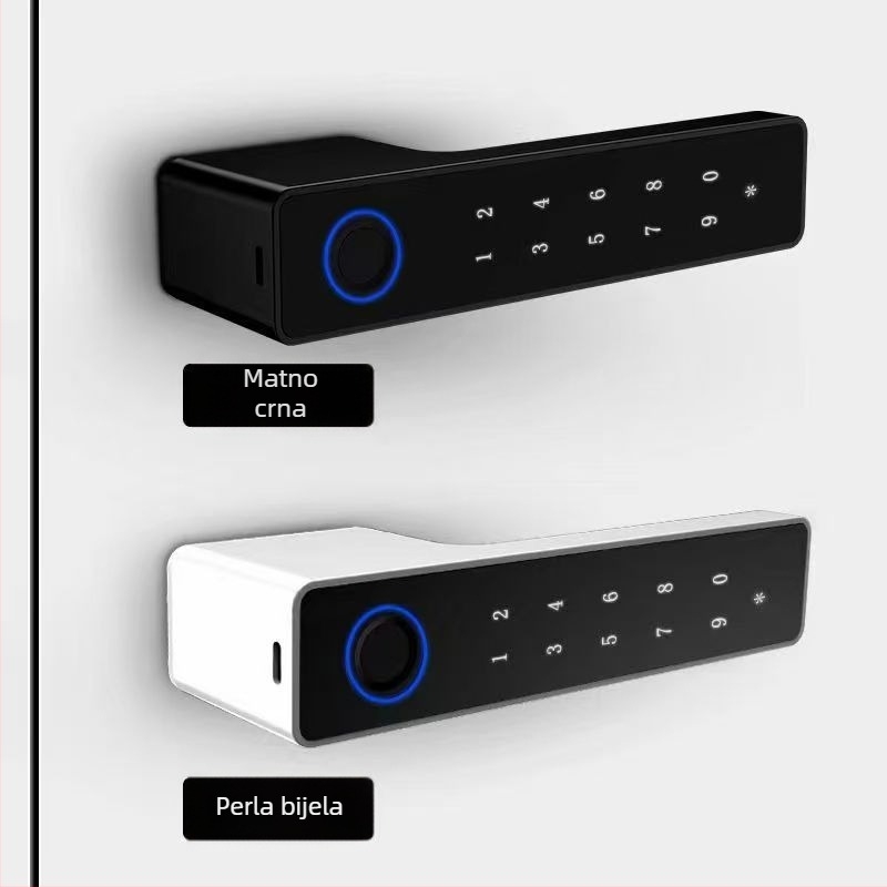 T6s Pametna brava za vrata od drva s otiskom prsta i lozinkom, kapacitet otisaka 50, skeniranje ispod 0,5 s, više od 1000 otključavanja, napajanje DC