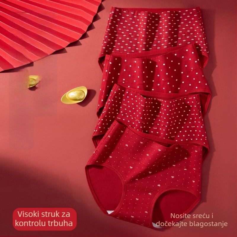 Ženske antibakterijske gaćice sa srednjim pojasom od pamuka, prozračne, pletene