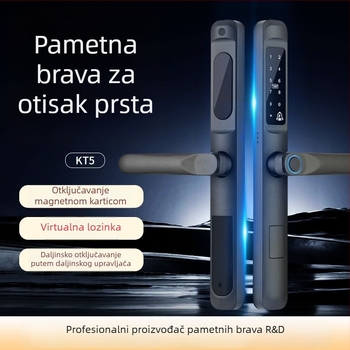 Pametna brava za vrata s otiskom prsta – 100 pohranjenih otisaka, više od 100000 otvaranja, skeniranje <0.001 s, FAR 0.0001%, napajanje DC