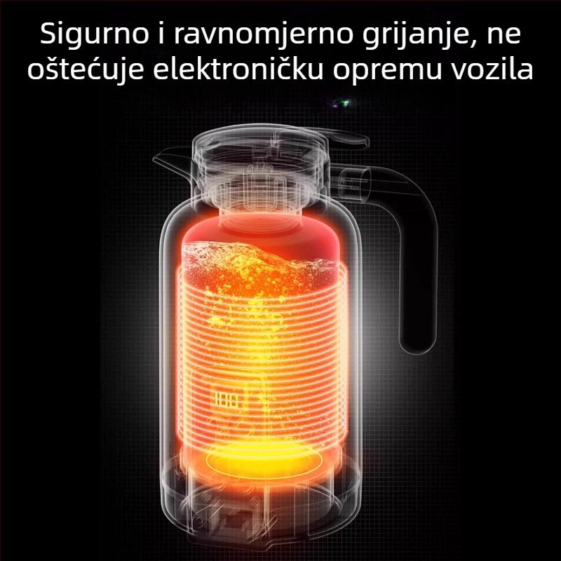 Automobilski kuhalo za vodu 12V/24V, 1200 ml, dvostruki zid od nehrđajućeg čelika, brzo zagrijavanje, model CS-155