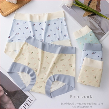 Ženske gaćice od modala s visokim strukom, pamukova podstava u preponi, cvjetni uzorak, boxer stil