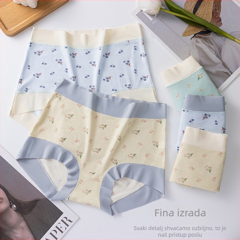 Ženske gaćice od modala s visokim strukom, pamukova podstava u preponi, cvjetni uzorak, boxer stil