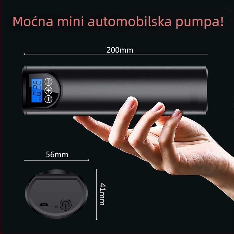Drugi mali električni uređaji za ugradnju u vozilo HBWL-009 Prijenosna pumpa za zrak visokog tlaka za nužno napuhavanje u auto, noćno osvjetljenje, ABS + aluminij, prilagodljiva obrada