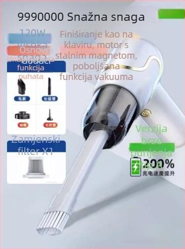 Ručni usisavač za automobil (7.4V, 120W, 11000Pa, bežični, rasvjeta)