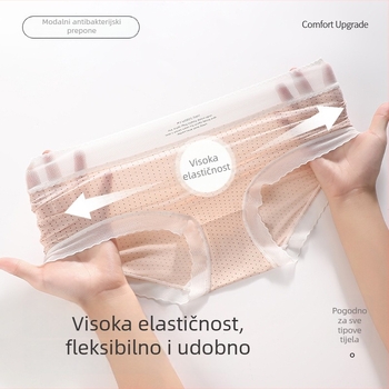 Ženske gaćice sa srednjim strukom — najlon, brzo sušenje, prozračnost, čipka, uzorak: valovite točkice, podstava: Modal