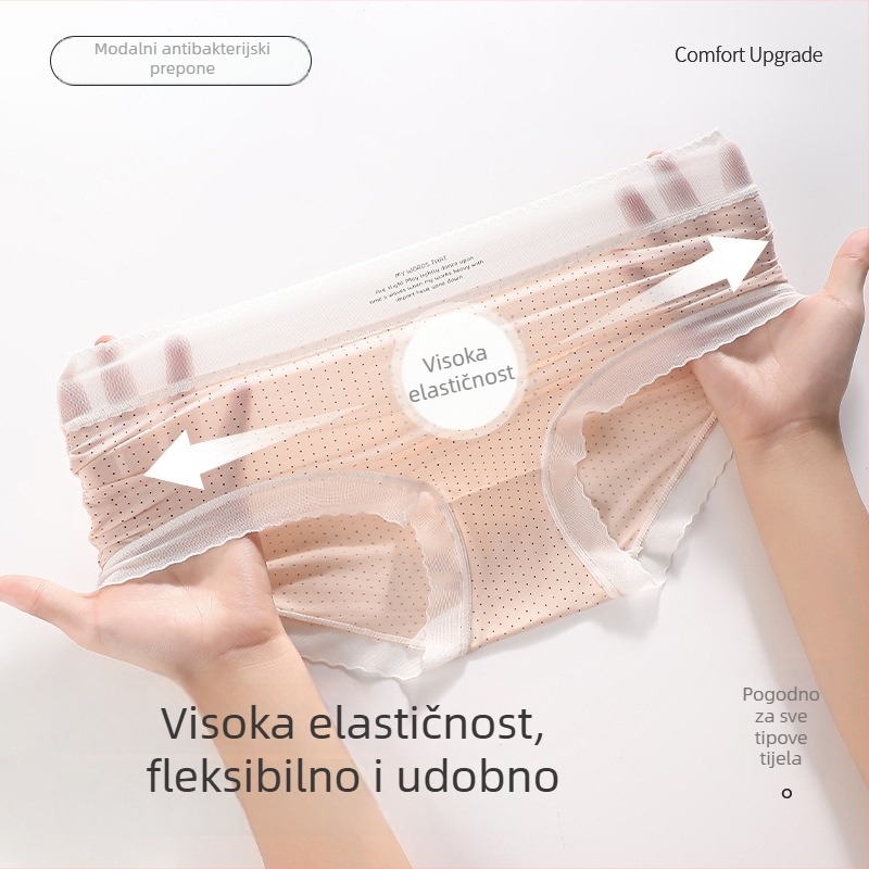 Ženske gaćice sa srednjim strukom — najlon, brzo sušenje, prozračnost, čipka, uzorak: valovite točkice, podstava: Modal