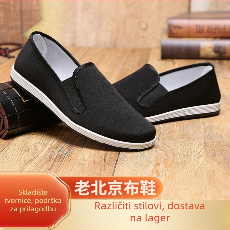 Muške platnene slip-on tenisice – zaobljen vrh, gumeni potplat, niski gležanj, injekcijski oblik potplata