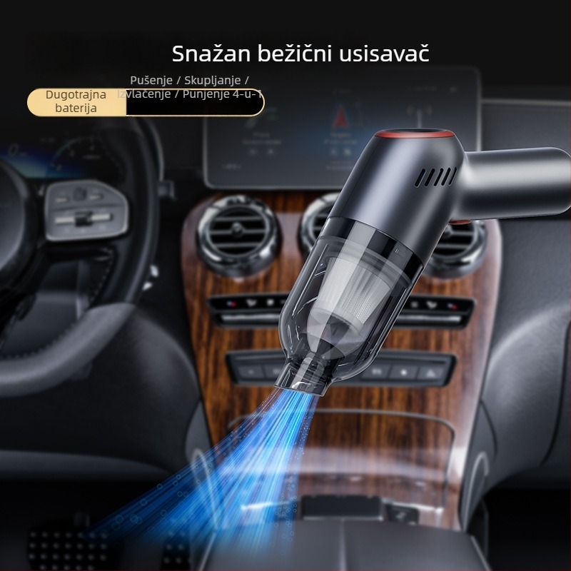 Bežični mini usisavač za auto, ručni, punjenje, 7.4V, 120W, usisna snaga 5500