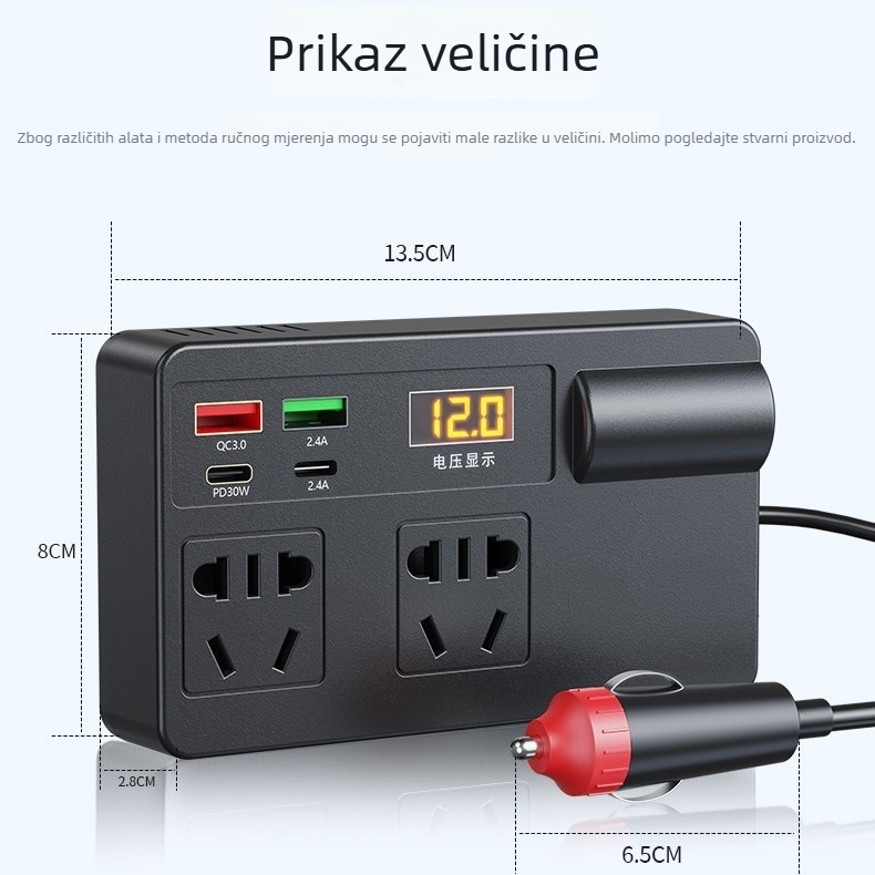 Automobilski inverter 200W, ulaz 12-24V, izlaz 220V, model C11-A, šifra C11A