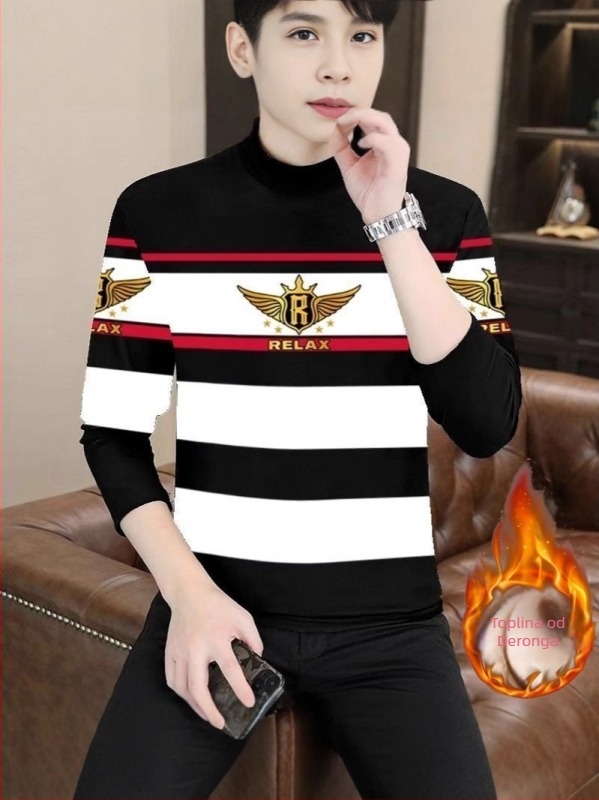 Muška duga rukava polo majica s ovratnikom, rever, Derong poliester, ispis slovima, slim fit