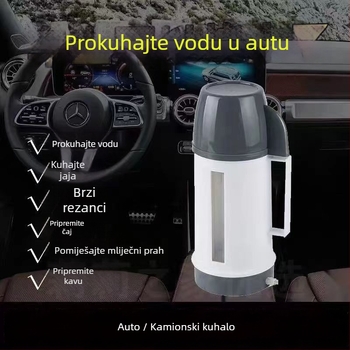 Auto čajnik za vodu – električni grijač, 600 ml, 12V/125W ili 24V/250W, PP plastika