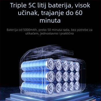 Usisavač za automobil s bežičnim punjenjem, prenosni ručni model, 60W ulazna snaga, 5500Pa usisavanja