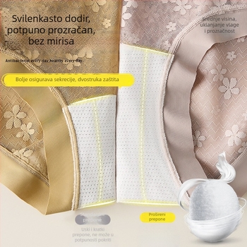 Čipkaste ženske gaćice, prozračne, brzo sušeće, produženi predeo prepona, podizanje stražnjice, antibakterijske