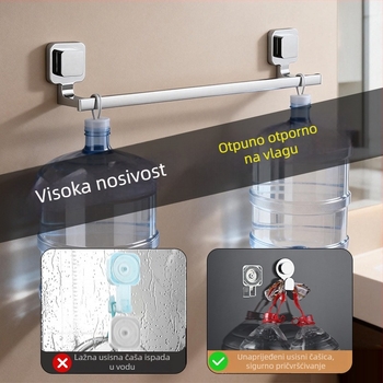 Držač za ručnike s usisnim nosačem – nehrđajući čelik i ABS, bez rupa, jednopolna kupaonska polica