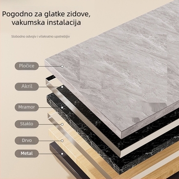 Držač za ručnike s usisnim nosačem – nehrđajući čelik i ABS, bez rupa, jednopolna kupaonska polica