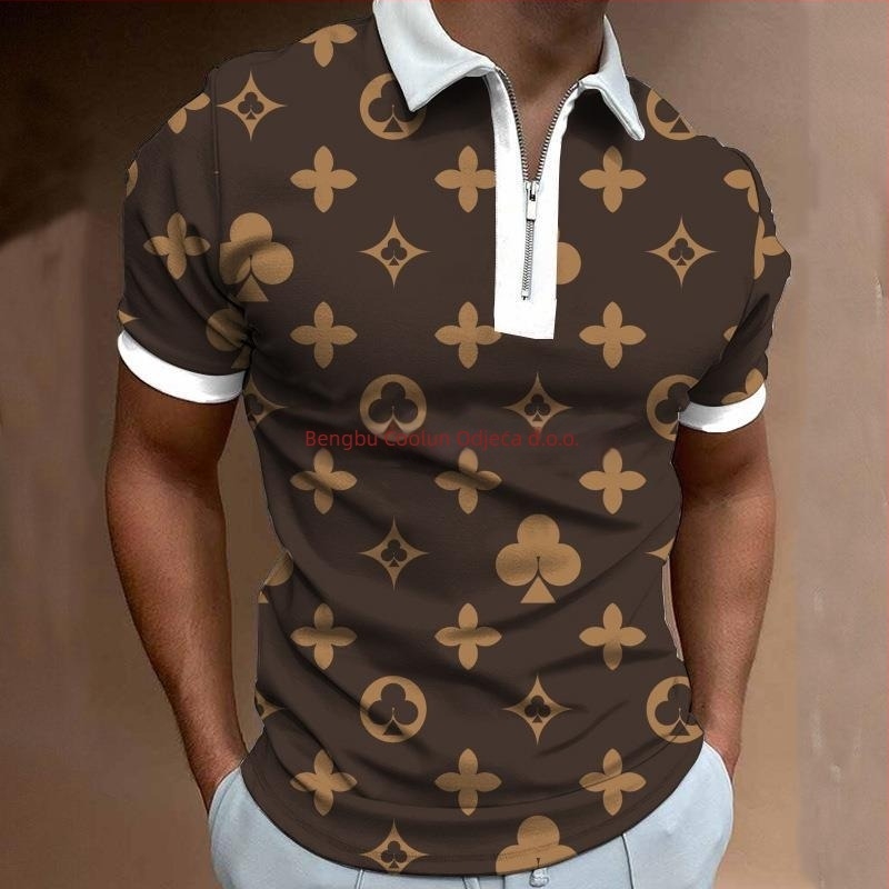Polo majica - sportski stil, kratki rukavi, labavi kroj, print na 88% poliesterskoj smjesi, detalj zatvarača
