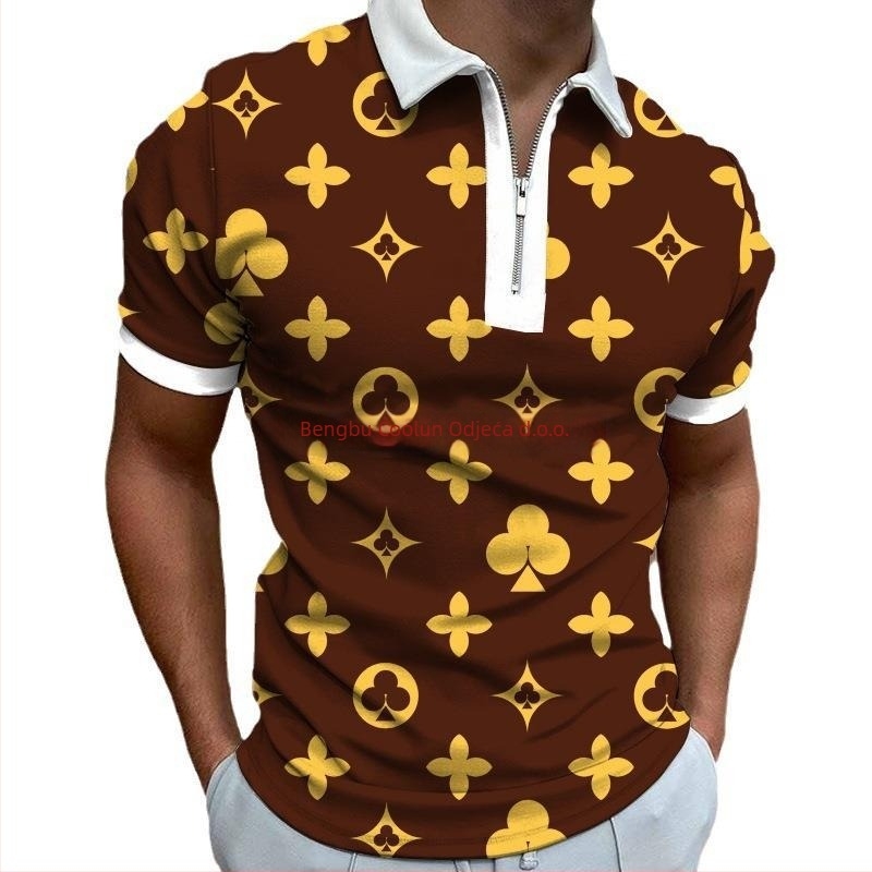 Polo majica - sportski stil, kratki rukavi, labavi kroj, print na 88% poliesterskoj smjesi, detalj zatvarača