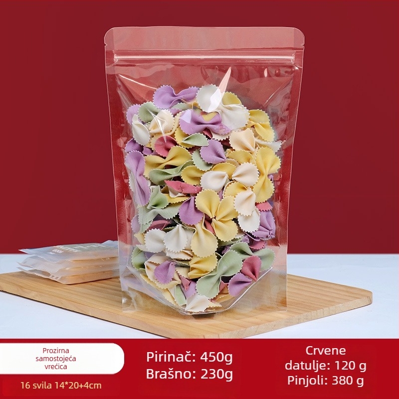 Stand-Up vrećica Centrino, dvostruki PET-PE sloj ambalaže, matna zatvorena vrećica, duljina zatvaranja 10–30 cm, za darove i pakiranje hrane