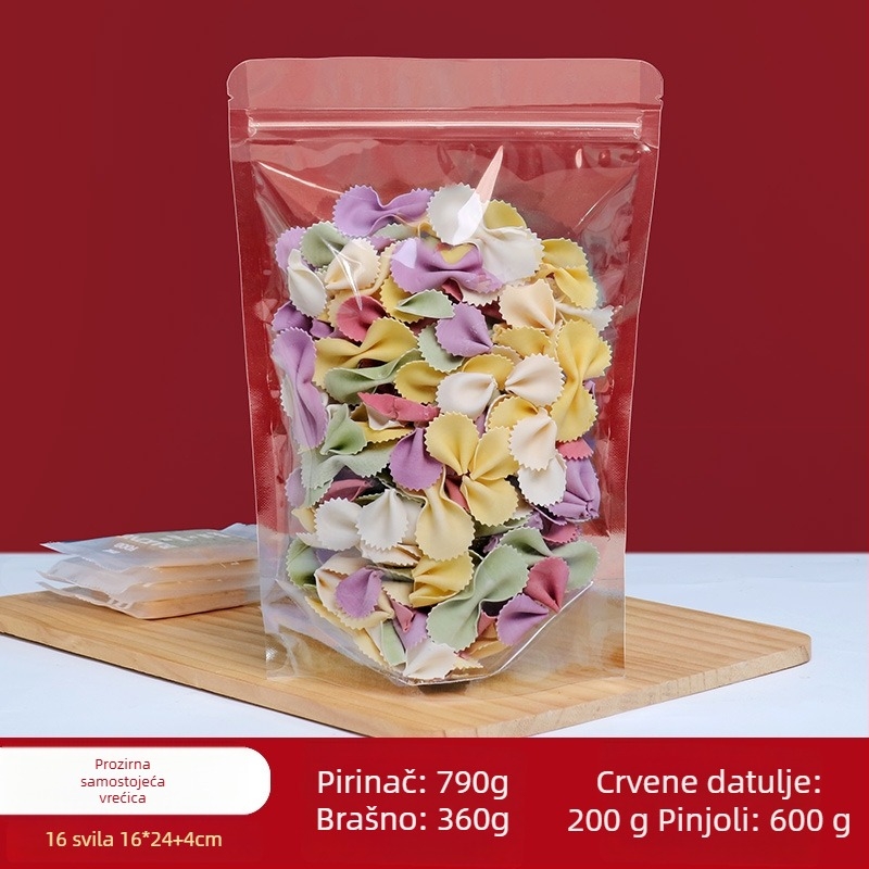 Stand-Up vrećica Centrino, dvostruki PET-PE sloj ambalaže, matna zatvorena vrećica, duljina zatvaranja 10–30 cm, za darove i pakiranje hrane