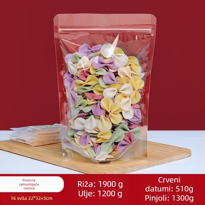 Stand-Up vrećica Centrino, dvostruki PET-PE sloj ambalaže, matna zatvorena vrećica, duljina zatvaranja 10–30 cm, za darove i pakiranje hrane