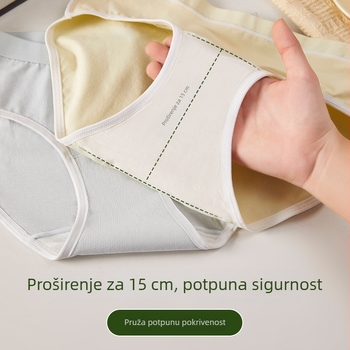 Ženske pamukne gaćice s produljenim preponskim dijelom, srednji pojas, antibakterijske i prozračne