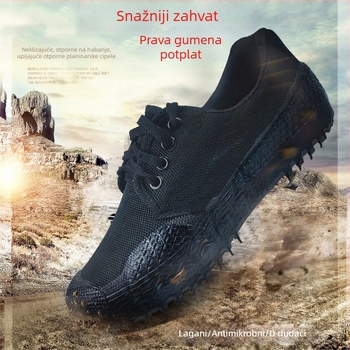 Unisex sigurnosne radne cipele, niskog profila, platnena gornja, gumena potplata, protivklizne, otporne na habanje, vezanje (platno · gumena potplata · protivklizne · otporne)
