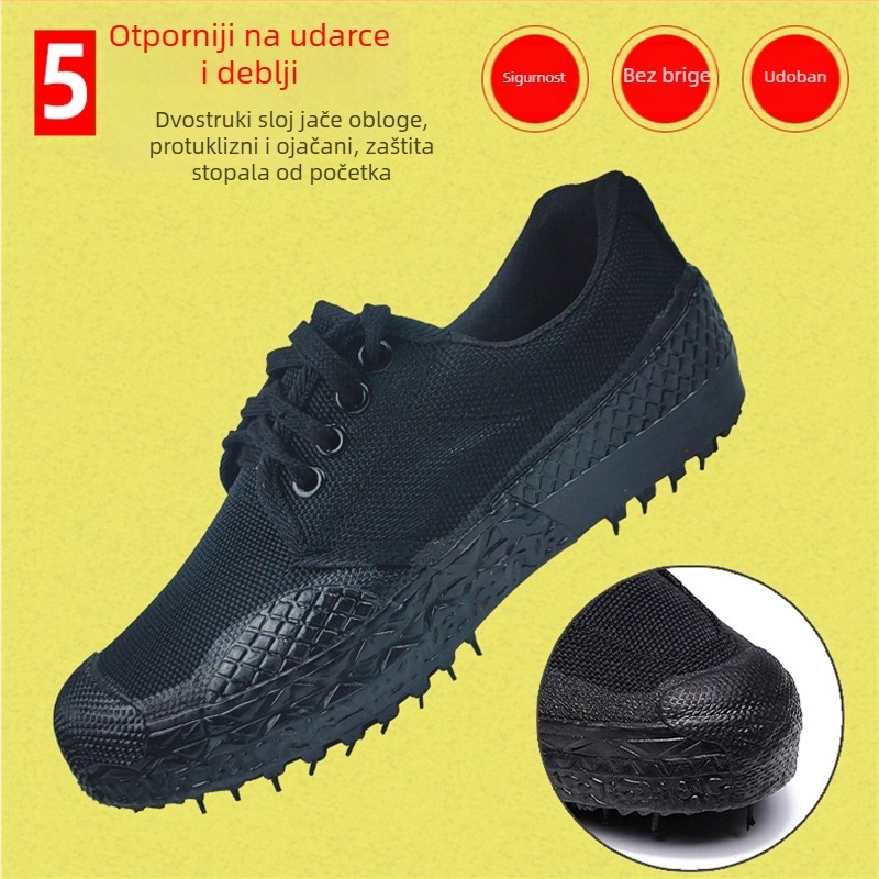 Unisex sigurnosne radne cipele, niskog profila, platnena gornja, gumena potplata, protivklizne, otporne na habanje, vezanje (platno · gumena potplata · protivklizne · otporne)
