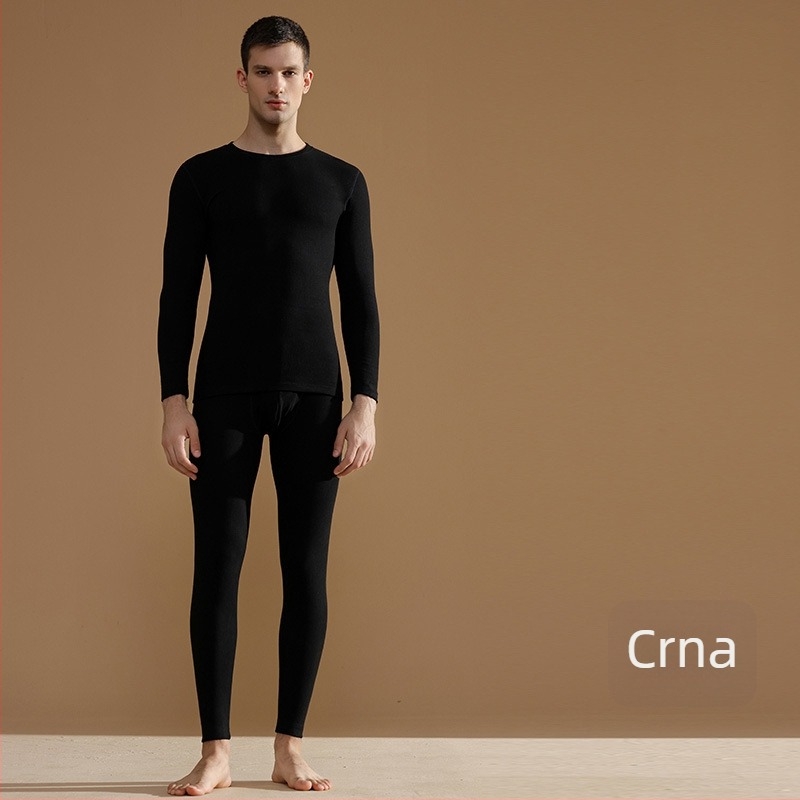 Muški termalni set od vune i svile, s fleece unutrašnjosti, izuzetno debeli viskozni materijal, dvostruki sloj, dugi rukavi i hlače, okrugli izrez, sadrži 50–70% viskoze