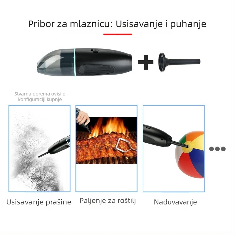 Prijenosni bežični usisavač za automobil i dom s 3.7V, 110W, 2500Pa, punjiv, funkcija puhanja