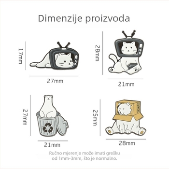 Broš mačka i medvjed, prilagođeni dodatak, legura, stil životinja i crtani film, dekoracija, unisex