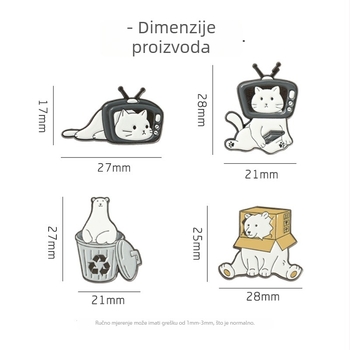 Broš mačka i medvjed, prilagođeni dodatak, legura, stil životinja i crtani film, dekoracija, unisex