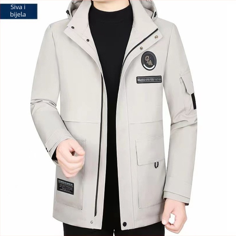 Muški parka od umjetnog krzna s odvojivom podstavom od mink krzna i ovratnikom od lisje krzna, zatvarač, srednja duljina