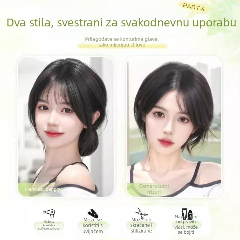 Lažne šiške za žene — korejskog stila s trakom za razdvajanje kose, lagane i pahuljaste, nevidljiv volumen, ravne šiške