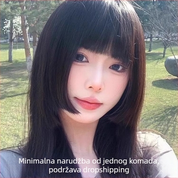 Dijel za zamjenu kose za žene, bangs u stilu princeze, prava ljudska kosa, ravna tekstura, mehanička obrada, model: dijel zamjene kose