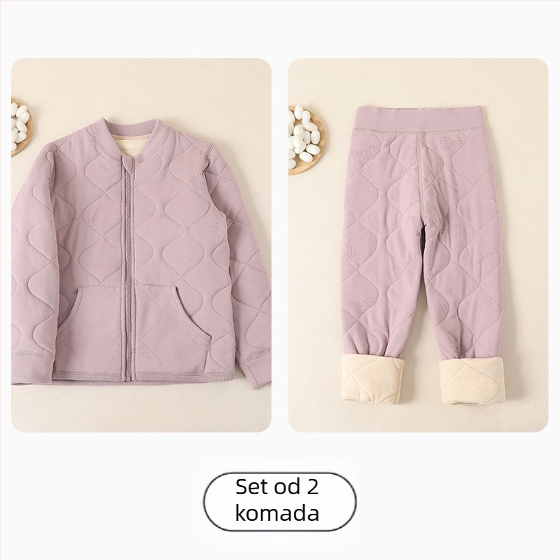 Dječji zimski termalni set donjeg rublja – Derong tkanina, 15% Mulberry svila, V-dekolte, bez kapuljače