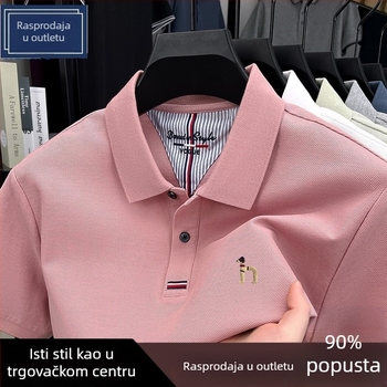 Muška polo majica s kratkim rukavima, pamuk visoke kvalitete, slobodan kroj, izšiveno