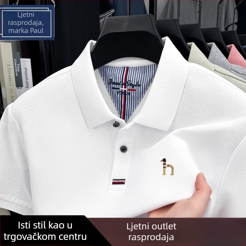 Muška polo majica s kratkim rukavima, pamuk visoke kvalitete, slobodan kroj, izšiveno