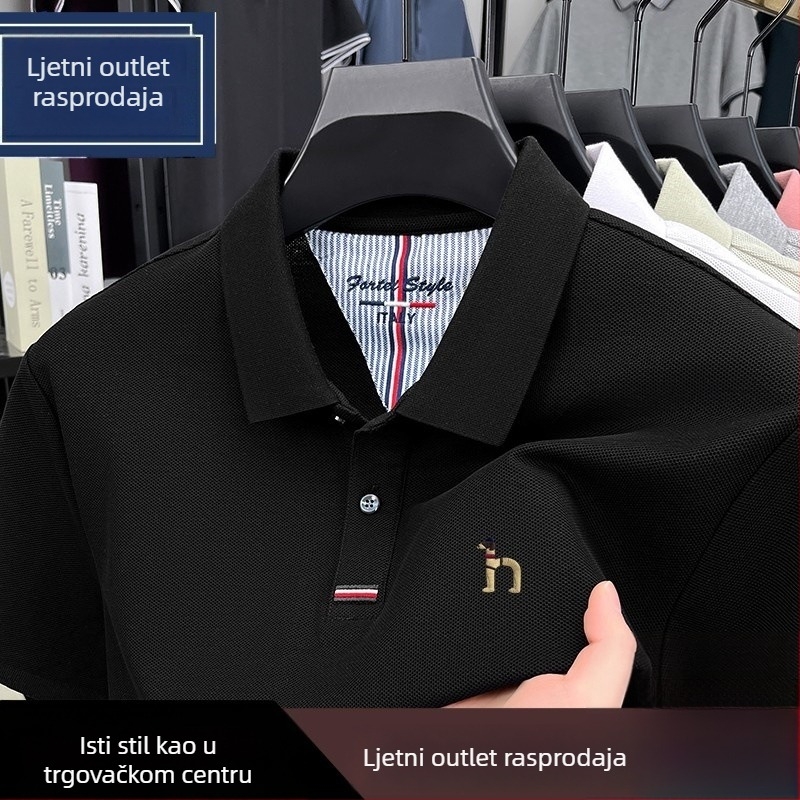 Muška polo majica s kratkim rukavima, pamuk visoke kvalitete, slobodan kroj, izšiveno