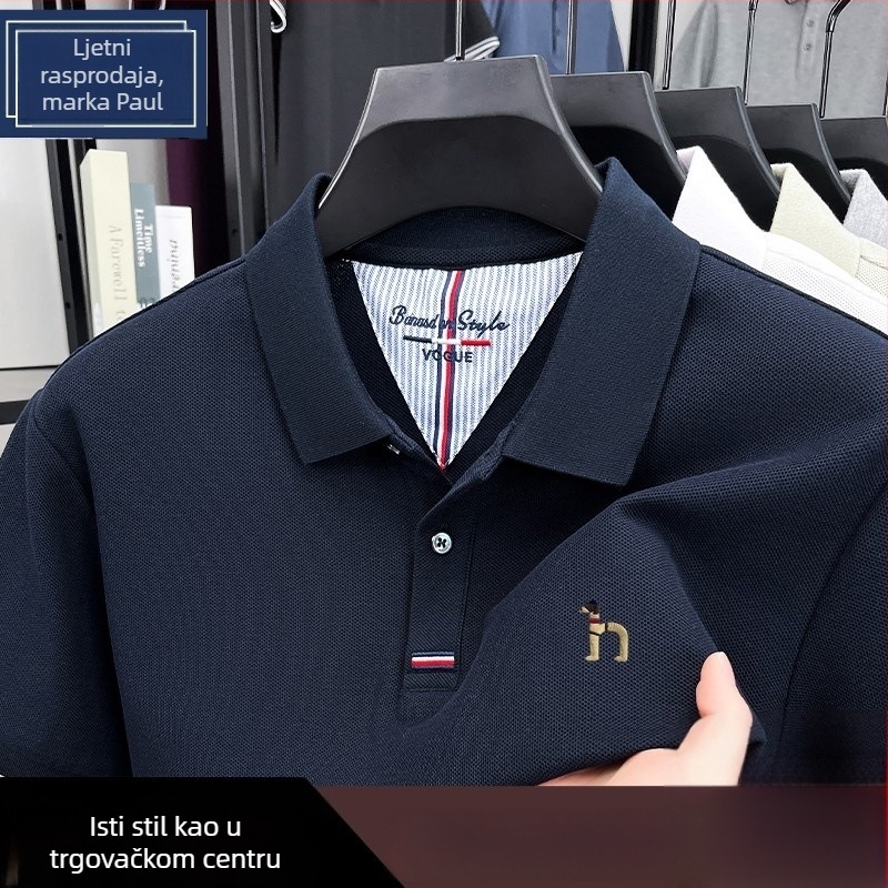 Muška polo majica s kratkim rukavima, pamuk visoke kvalitete, slobodan kroj, izšiveno