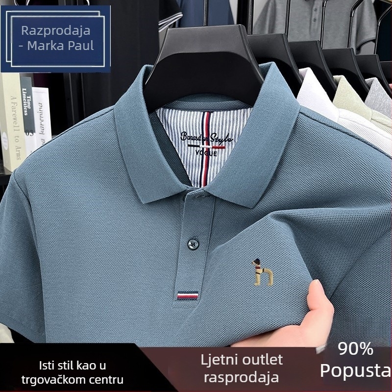 Muška polo majica s kratkim rukavima, pamuk visoke kvalitete, slobodan kroj, izšiveno