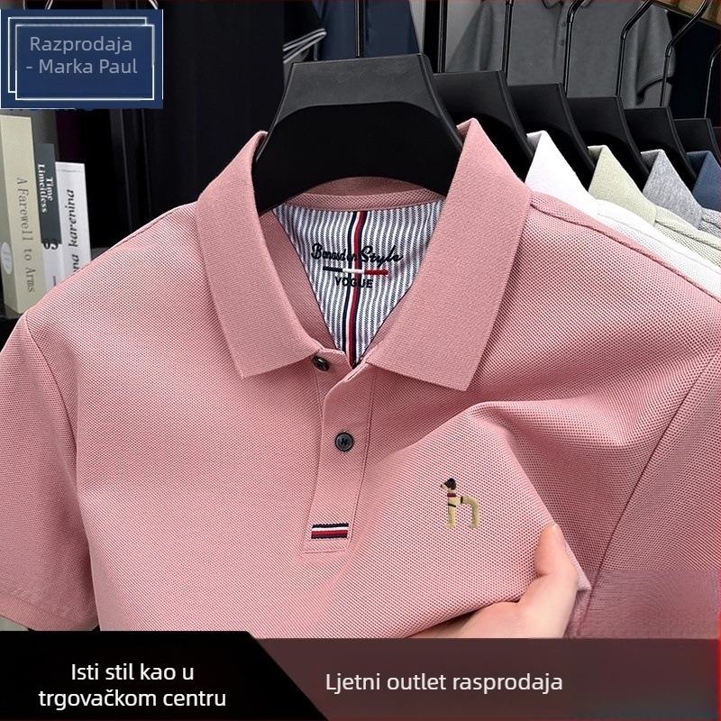 Muška polo majica s kratkim rukavima, pamuk visoke kvalitete, slobodan kroj, izšiveno